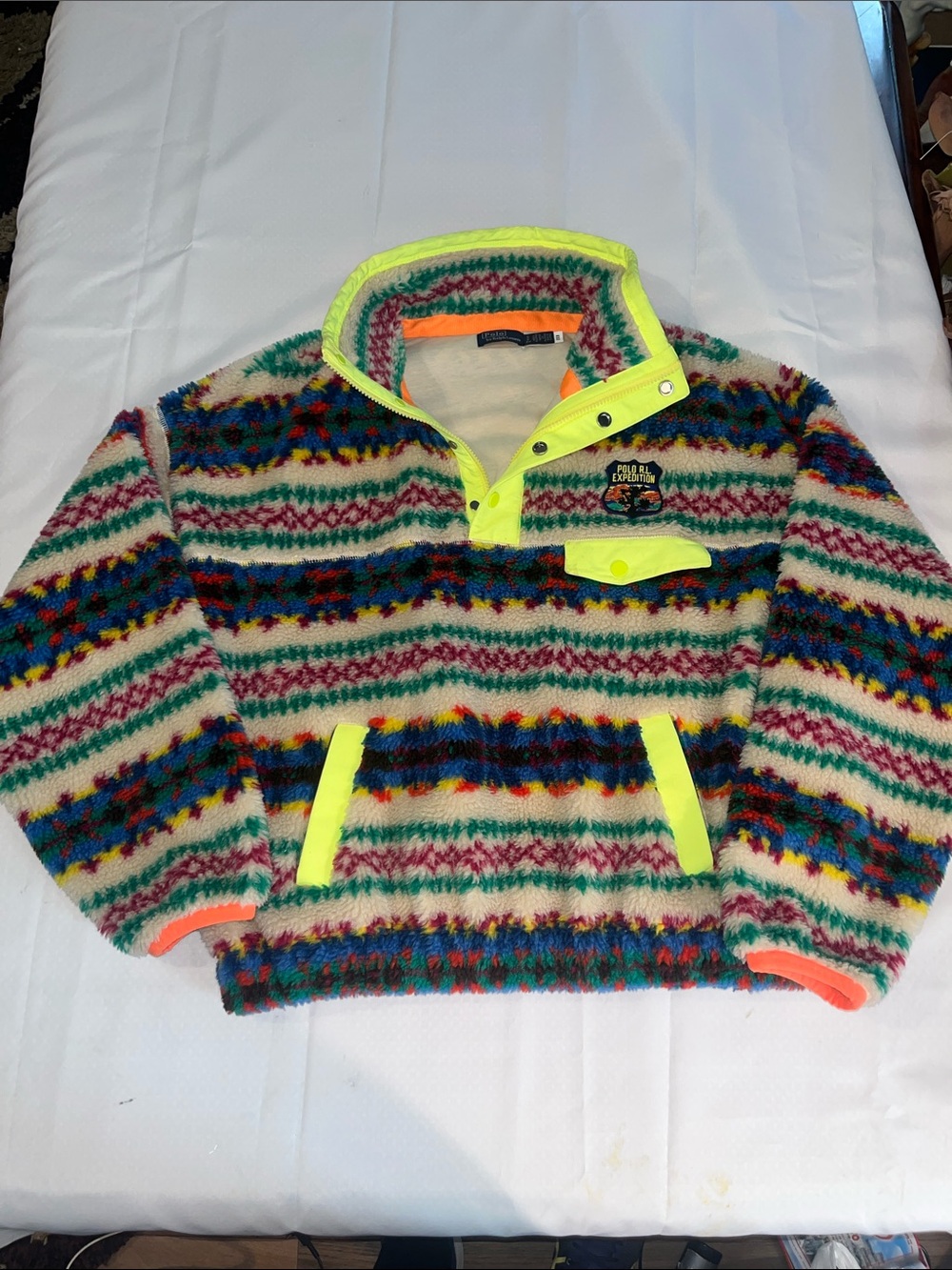 Polo by Ralph Lauren Neon-Trim Striped Multi-Color Unisex SP Fleece Pullover